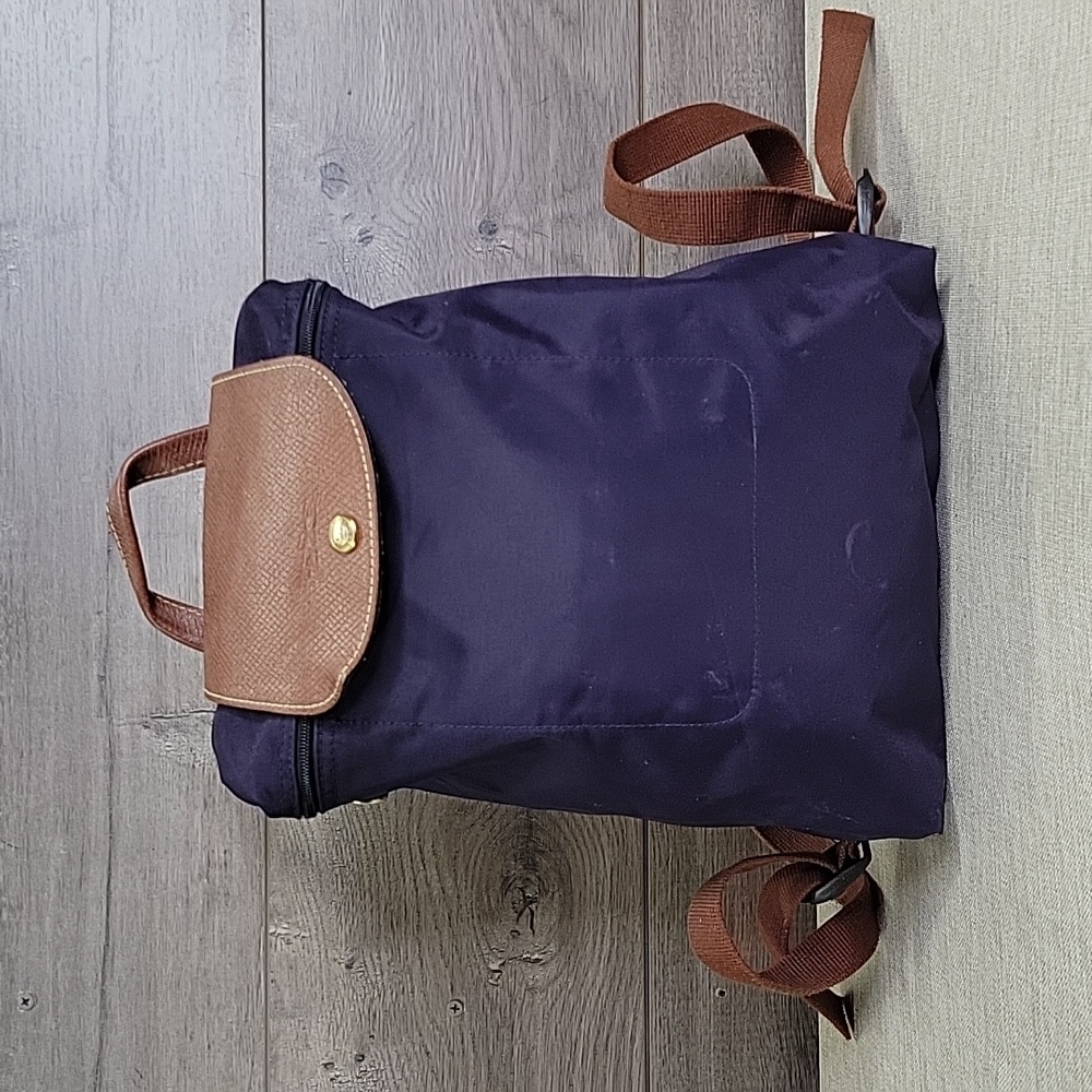 Longchamp Lepliage Purple Nylon Leather Backpack